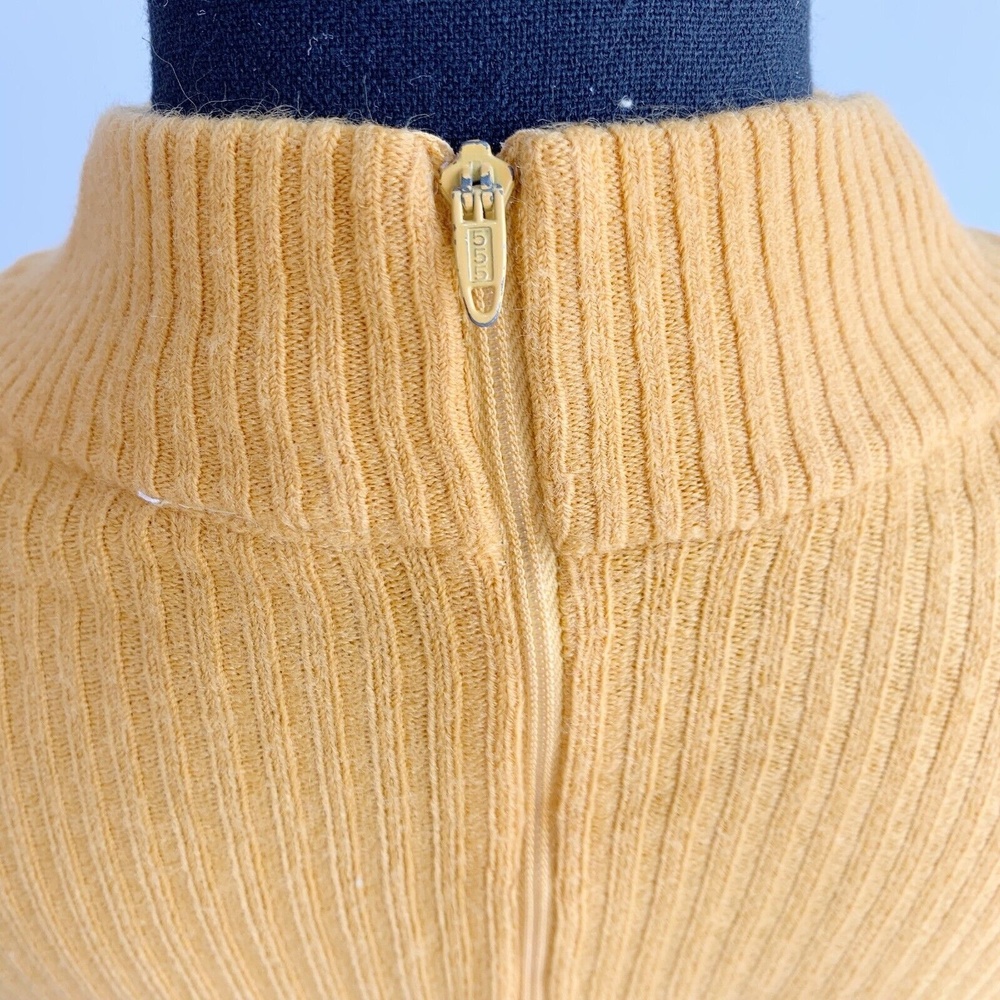 Vintage 60s Flair Fashions Gold Yellow Ribbed Mockneck Shirt Top Blouse M/L - Picture 5 of 6